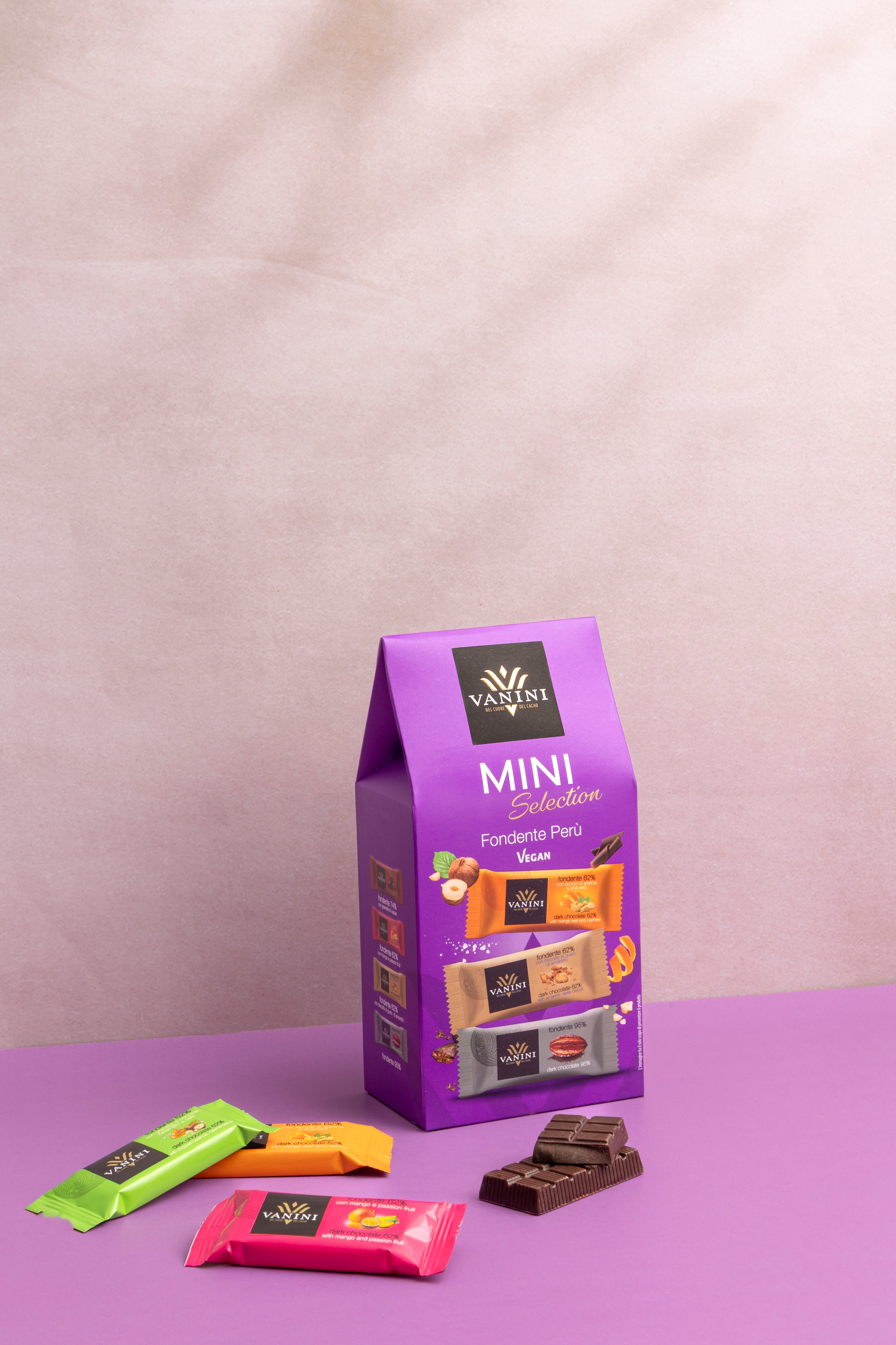 Box Vanini Monorigine Perù Mini Selection g.15 x 10 Mini Tavolette di cioccolato fondente Icam Cioccolato 3