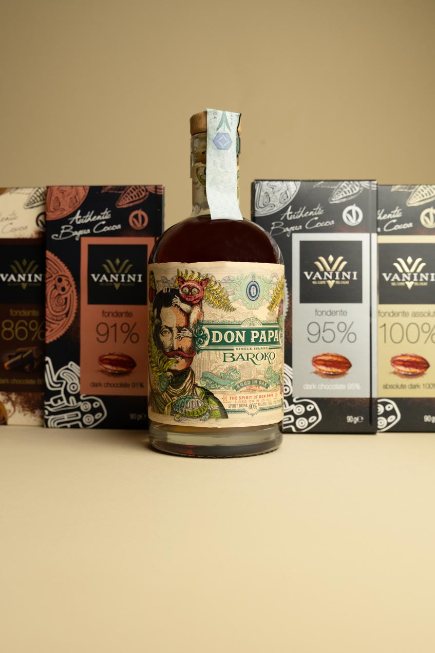 Rum Don Papa con Tavolette Vanini Bagua Fondenti