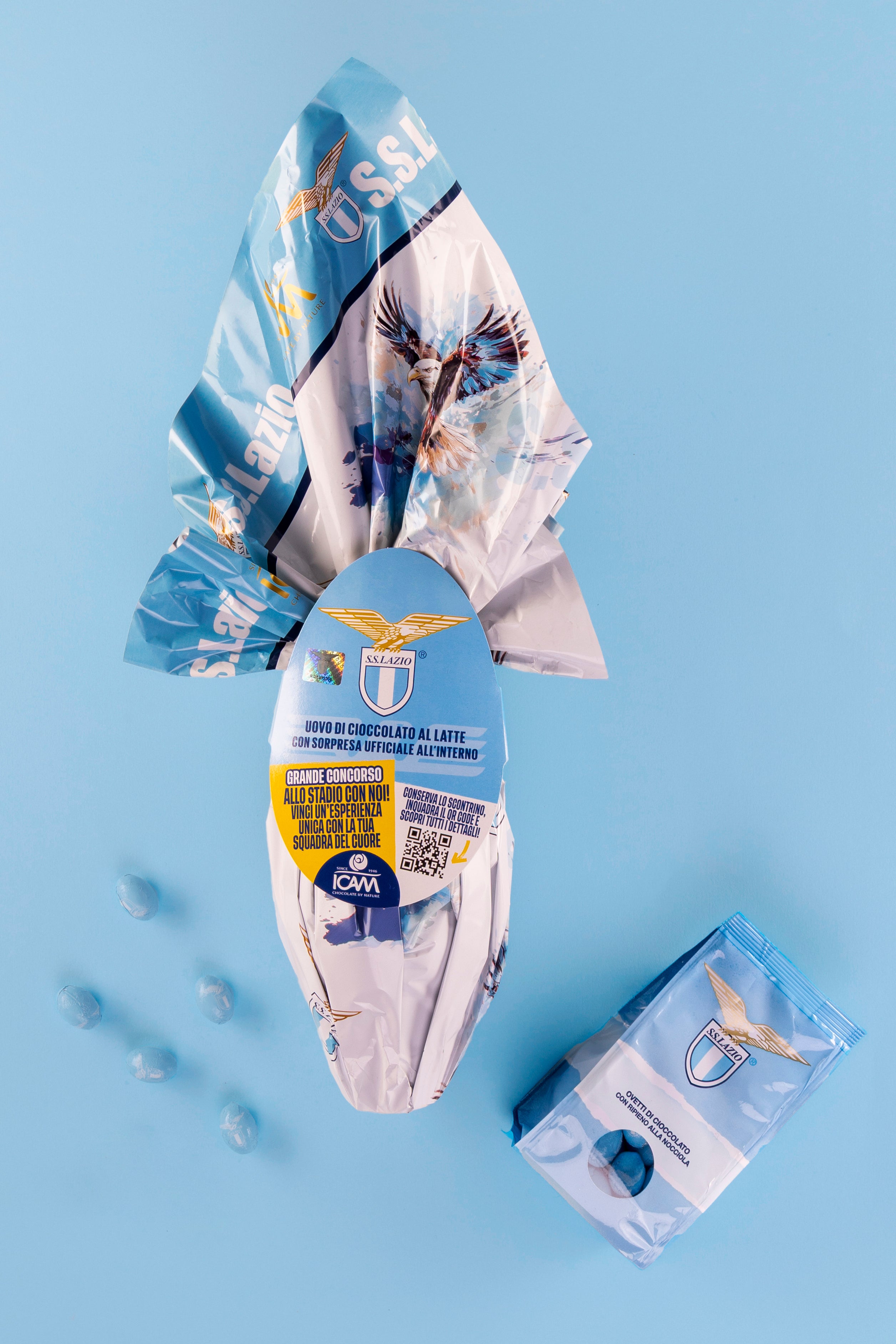 Kit Uovo e Ovetti Lazio ICAM | Cioccolato al Latte Pasqua Ufficiale
