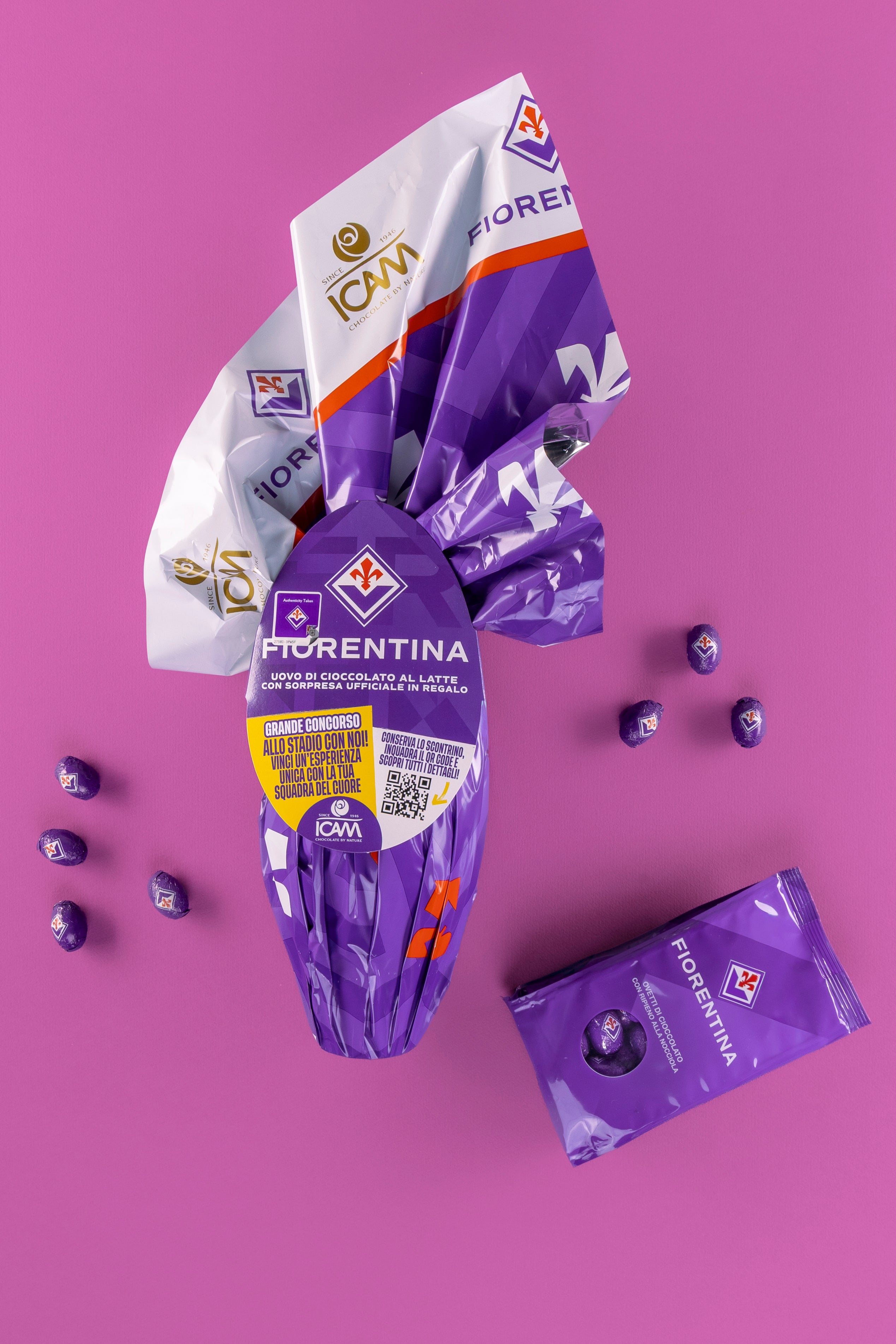 Kit Uovo e Ovetti Fiorentina ICAM | Cioccolato al Latte Pasqua Ufficiale