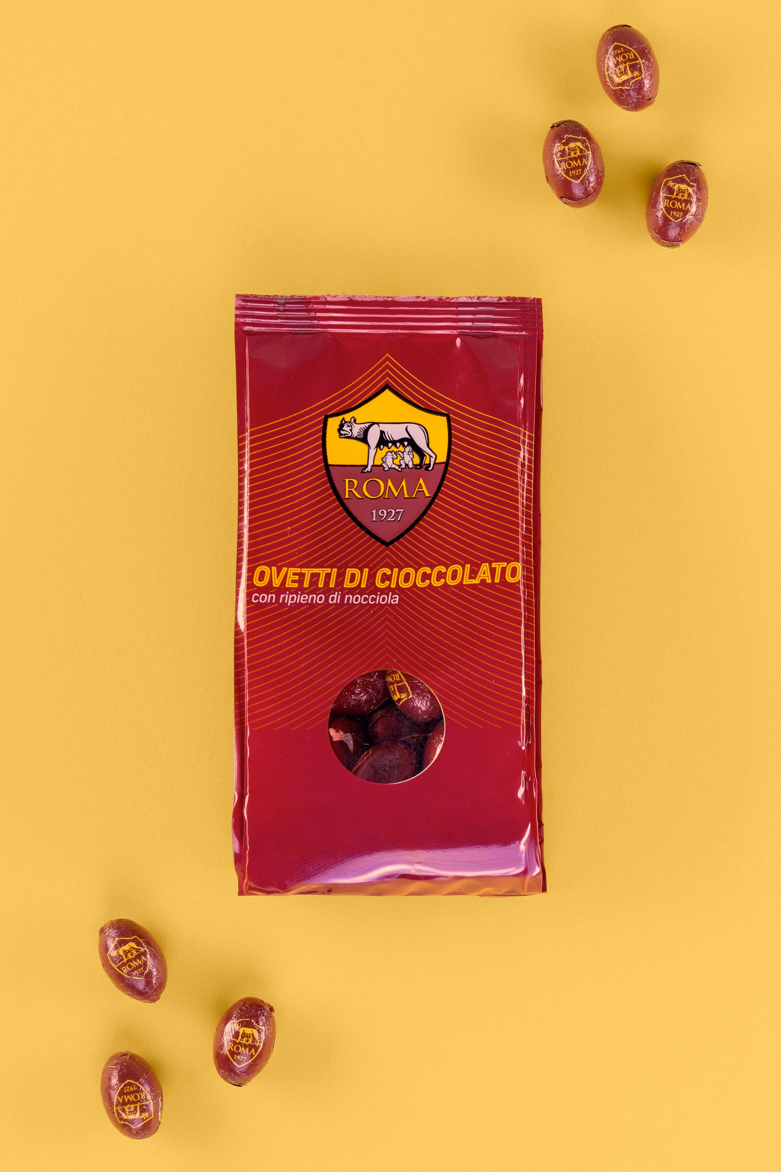 Ovetti Roma Ufficiali ICAM | Cioccolato al Latte e Crema Nocciola 130g
