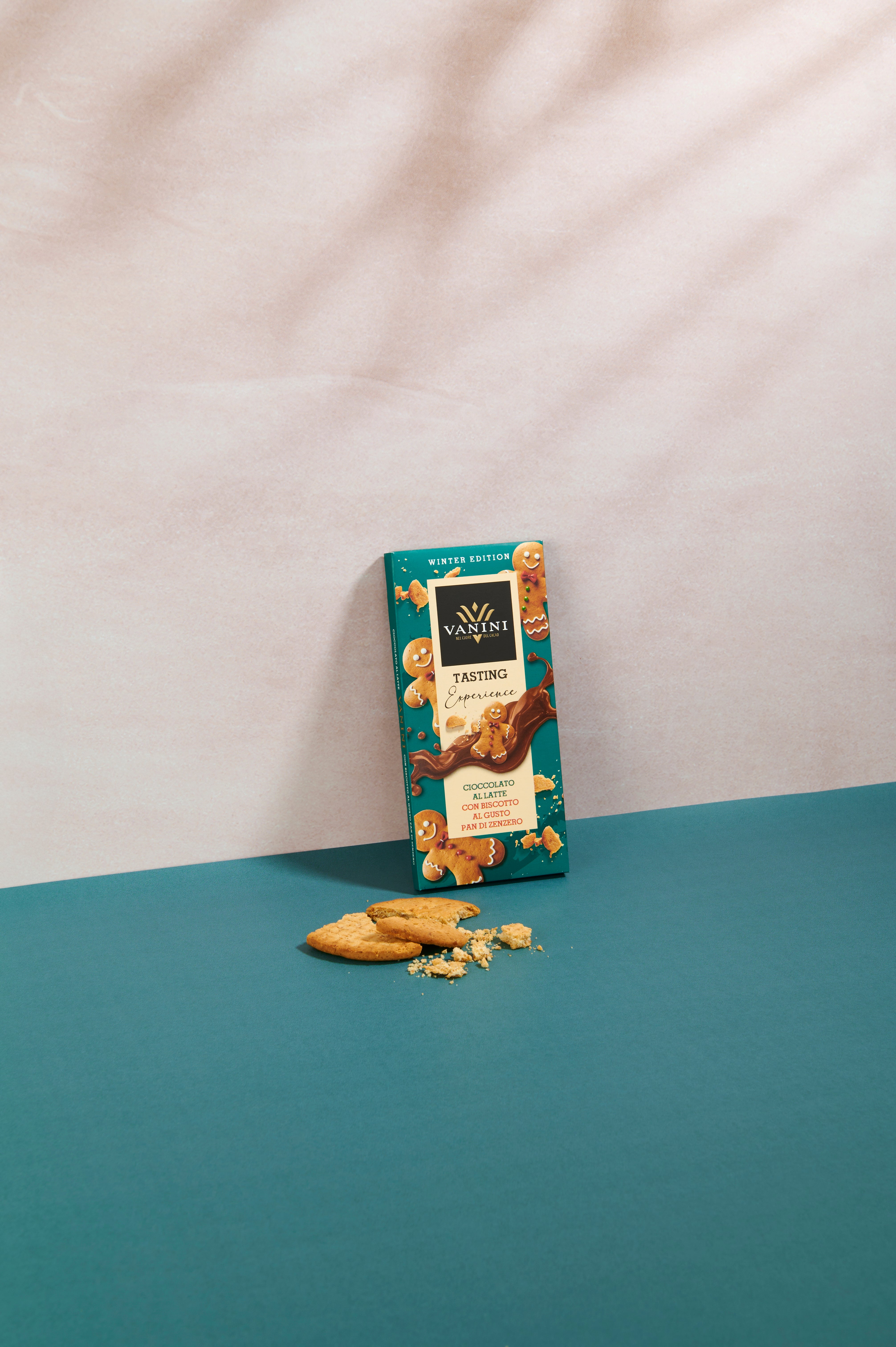 Tavoletta Vanini Tasting Experience cioccolato al latte con biscotto al gusto pan di zenzero - Limited Edition